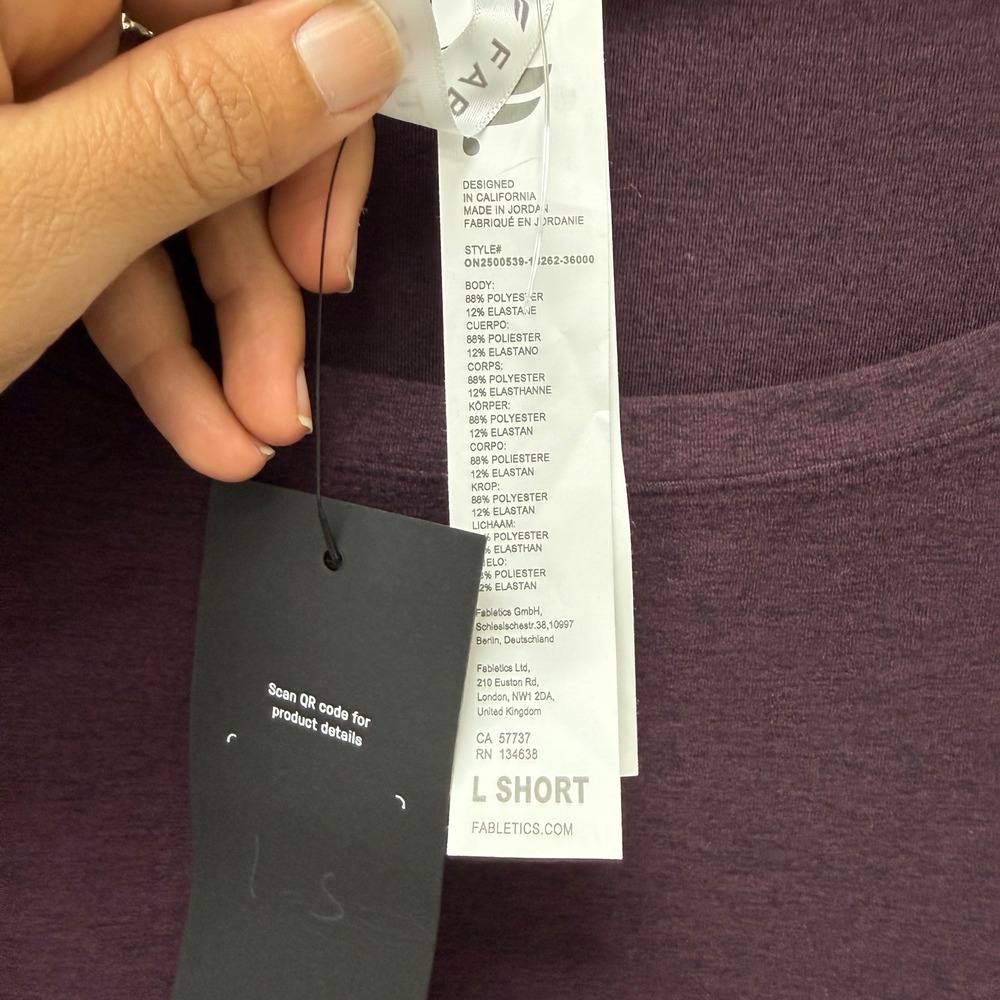 Fabletics Go-To One-Piece Jumpsuit Plum Purple Wide Leg Drawstring Size L NWT - Picture 5 of 7